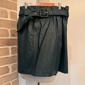 NEW WITHOUT TAGS Zara Faux Leather Skirt with Belt - Dark Green